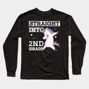 Straight Outta 2nd Grade Unicorn Back To School Gift Long Sleeve T-Shirt